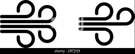 Symbolsatz für Windgeschwindigkeit. Windwolken-Symbol Wettervorhersage-Piktogramm. Windsymbol, Wind weht windiges Wetter. Luftsymbole, Doodle-Wind. Wind und Wolken wehen Stock Vektor