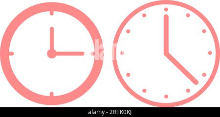 Uhrensymbol eingestellt. Symbol für die Task-Zeit und das Symbol für die Uhr. Verlaufssymbol und Timer-Symbol. Zeilensymbole für Uhrzeit und Datum. Uhrzeitsymbol Passa Stock Vektor