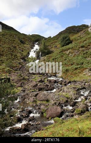 Sour Milk Gill Wasserfall im Easedale Valley, Cumbria. Stockfoto