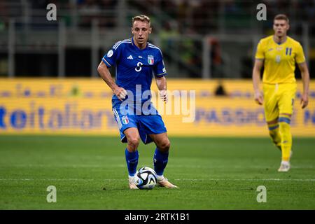 Davide Frattesi aus Italien in Aktion beim UEFA EURO 2024 Fußball-Qualifikationsspiel zwischen Italien und der Ukraine. Stockfoto