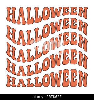Vektor Retro groovige Halloween-Schrift isoliert auf weißem Hintergrund Stock Vektor