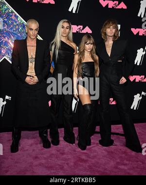 Maneskin - Damiano David, Ethan Torchio, Victoria de Angelis, Thomas Raggi nimmt am 12. September 2023 an den MTV Video Music Awards 2023 im Prudential Center in Newark, New Jersey, Teil. Foto: Jeremy Smith/imageSPACE Stockfoto