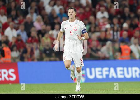 Tirana, Albanien. September 2023. Robert Lewandowski aus Polen wurde während des Qualifikationsrunden-Spiels der Europameisterschaft 2024 zwischen Albanien und Polen im Air Albania Stadium gesehen. Endstand: Albanien 2:0 Polen. (Foto: Grzegorz Wajda/SOPA Images/SIPA USA) Credit: SIPA USA/Alamy Live News Stockfoto