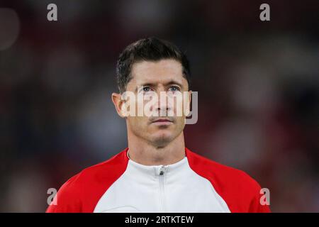 Tirana, Albanien. September 2023. Robert Lewandowski aus Polen während des Qualifikationsrunden-Spiels der Europameisterschaft 2024 zwischen Albanien und Polen im Air Albania Stadium. Endstand: Albanien 2:0 Polen. Quelle: SOPA Images Limited/Alamy Live News Stockfoto