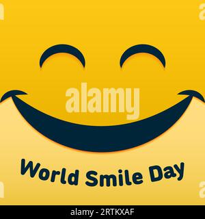 Vektor-Design-Welt-Lächeln-Tag-Illustration im Papierkunststil Stock Vektor