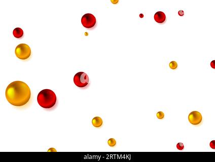 Abstraktes, modernes Grafikdesign mit glänzenden roten und orangefarbenen Perlen. Geometrische 3D-Kugeln – technischer Hintergrund. Vektorillustration Stock Vektor
