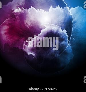 Dunkelblau lila Tinte Aquarellfleck Grunge Hintergrund. Konzept künstlerisches Galaxienvektordesign Stock Vektor