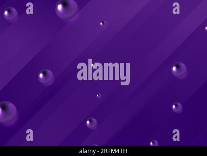 Minimalistisches Vektorgrafik-Design mit violetten Streifen und kreisförmigen Perlen. Geometrische glänzende 3D-Kugeln. Abstrakter technischer Hintergrund des Unternehmens Stock Vektor