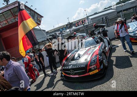 Fotobericht über die 24 Stunden von Spa Francorchamps mit exklusivem Hintergrundmaterial. Stockfoto