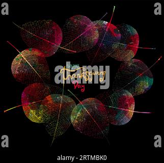 Bunte Blätter. Alles Gute Zum Thanksgiving. Vektorillustration Stock Vektor