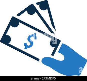 Symbol „Geldhand“. Verwendung für das Entwerfen und entwickeln von Websites, kommerziellen Zwecken, Printmedien, Web oder jeder Art von Designaufgabe. Stock Vektor