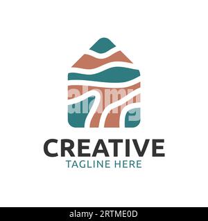Camouflage House Logo mit braunen und grünen Farben, kann für kreative, Wohnkultur, Dekoration verwendet werden. Stock Vektor