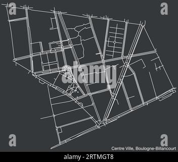 Straßenkarte des VIERTELS CENTRE-VILLE, BOULOGNE-BILLANCOURT Stock Vektor