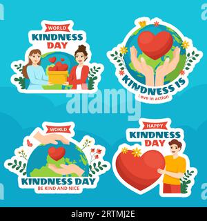 World Kindness Day Label Flat Cartoon Hand Gezeichnete Vorlagen Hintergrund Illustration Stock Vektor