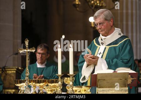 Mgr Laurent Ulrich, archevêque métropolitain de Paris célébrant l’eucharistie en l’église Saint-Germain l’Auxerrois, Paris, Frankreich Stockfoto