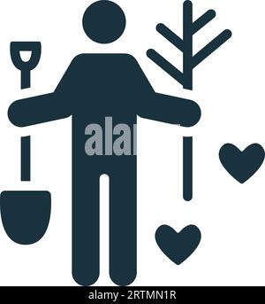 Symbol für ehrenamtliche Arbeit. Einfarbiges einfaches Schild aus einer gemeinnützigen und wohltätigen Sammlung. Symbol für Freiwilligenarbeit für Logo, Vorlagen, Webdesign und Stock Vektor