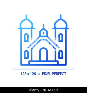 Symbol für religiöses Gebäude mit 2D-blauem Verlauf und dünner Linie Stock Vektor