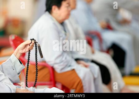 Tinh, Dieser Quan Am Pagoda. Buddhistische Frau, die den Buddha betet. Dalat. Vietnam. Stockfoto