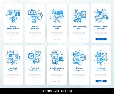Konzept für ERP-Rundgang mit blauen Liniensymbolen Stock Vektor