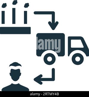 Symbol Lieferkette. Einfarbiges einfaches Schild aus der Logistiksammlung. Supply Chain-Symbol für Logo, Vorlagen, Webdesign und Infografiken. Stock Vektor