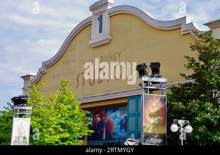 Walt Disney Studios Schild im Disneyland Paris. Paris, Frankreich. Stockfoto