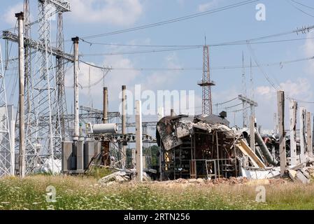 Die Folgen der Beschießung des ukrainischen Energiesystems durch russische Terroristen im Herbst und Winter Stockfoto