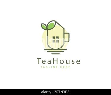 Teehaus-Logo-Vektor-Symbol-Illustration Design, moderne Teekanne Logo-Vorlage. Teehaus Logo Design für Marke Stock Vektor