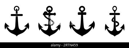 Verankerungssymbolgruppe isoliert Stock Vektor