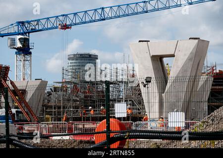 HS2-Baustelle in der Nähe der Curzon Street, Birmingham, Großbritannien. 2023 Stockfoto