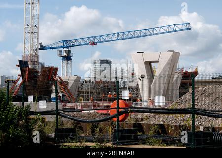 HS2-Baustelle in der Nähe der Curzon Street, Birmingham, Großbritannien Stockfoto