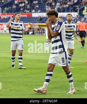 Duisburg, Deutschland. 25. August 2023. firo: 25.08.2023, Fußball, 3. Liga, 3. Bundesliga, Staffel 2023/2024, MSV Duisburg - SSV Ulm 1846 1:1 Alaa BAKIR, Duisburg, enttäuschend Kredit: dpa/Alamy Live News Stockfoto