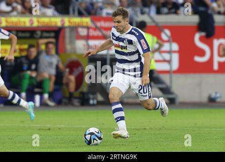 Duisburg, Deutschland. 25. August 2023. firo: 25.08.2023, Fußball, 3. Liga, 3. Bundesliga, Saison 2023/2024, MSV Duisburg - SSV Ulm 1846 1:1 Robin MULLER, Duisburg, Einzelaktion Kredit: dpa/Alamy Live News Stockfoto