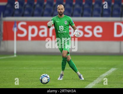 firo: 25.08.2023, Fußball, 3. Liga, 3. Bundesliga, Saison 2023/2024, MSV Duisburg - SSV Ulm 1846 1:1 Torwart Christian ORTAG, Ulm, Einzelaktion Stockfoto