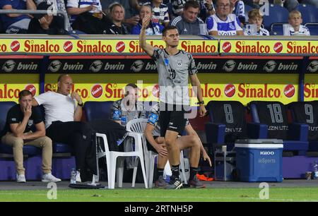 firo: 25.08.2023, Fußball, 3. Liga, 3. Bundesliga, Saison 2023/2024, MSV Duisburg - SSV Ulm 1846 1:1 Trainer Thomas WORLE, Ulm, Geste Stockfoto