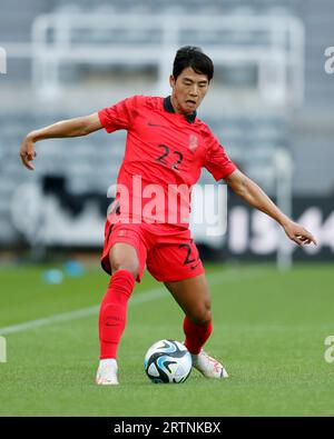 Südkoreas Seol Young-woo in Aktion während des internationalen Freundschaftsspiels in St. James' Park, Newcastle upon Tyne. Bilddatum: Dienstag, 12. September 2023. Stockfoto