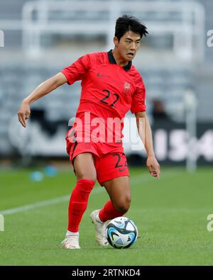 Südkoreas Seol Young-woo in Aktion während des internationalen Freundschaftsspiels in St. James' Park, Newcastle upon Tyne. Bilddatum: Dienstag, 12. September 2023. Stockfoto