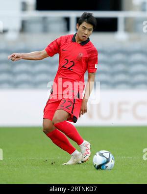 Südkoreas Seol Young-woo in Aktion während des internationalen Freundschaftsspiels in St. James' Park, Newcastle upon Tyne. Bilddatum: Dienstag, 12. September 2023. Stockfoto