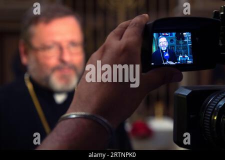 Vatikan, Vatikan. September 2023. Italien, Rom, 2023.9.14. Seine Seligkeit Sviatoslav Schewtschuk, Erzbischof von Kiew-Halyć, während einer Pressekonferenz mit Journalisten am Päpstlichen Ukrainischen Kollegium St. Josaphat in Rom Foto von Alessia Giuliani/Catholic Press Photo Credit: Independent Photo Agency/Alamy Live News Stockfoto