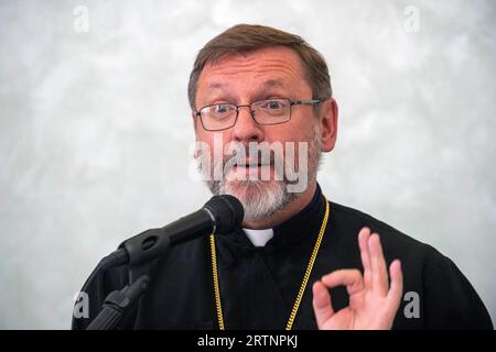Vatikan, Vatikan. September 2023. Italien, Rom, 2023.9.14. Seine Seligkeit Sviatoslav Schewtschuk, Erzbischof von Kiew-Halyć, während einer Pressekonferenz mit Journalisten am Päpstlichen Ukrainischen Kollegium St. Josaphat in Rom Foto von Alessia Giuliani/Catholic Press Photo Credit: Independent Photo Agency/Alamy Live News Stockfoto