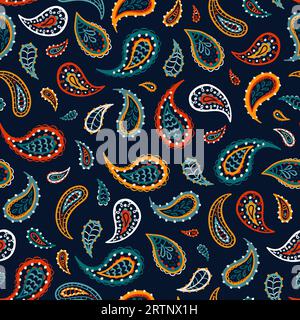 Schöne Hand gezeichnetes Paisley nahtloses Muster, abstrakter Hintergrund, ideal für Textilien, Banner, Tapeten - Vektordesign Stock Vektor