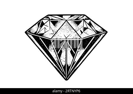 Handgezeichnete Tuschezeichnung mit Diamant. Vektorillustration im Vintage-Stil. Stock Vektor