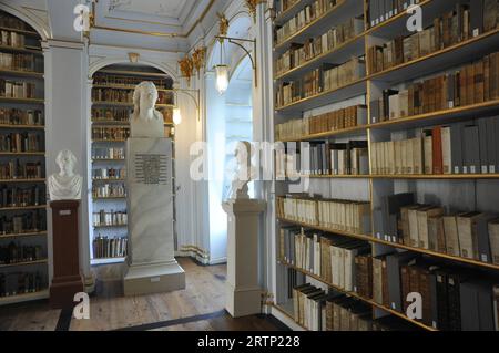 Funktion/Symbol: Herzogin-Anna-Amalia-Bibliothek 09/23 thg der Rokokosaal der Bibliothek der deutschen Klassik in Weimar im September 2023 Deutschland deutsch deutsche Stadt Kultur Buch Bücher Literatur Sammlung Archiv Museum nationale Forschungs- und Gedenkstätten der klassischen deutschen Literatur in Weimar Goethe-Nationalmuseum Goethe- und Schiller-Archiv Weimarer historischer Ausstellungsraum Regal Bücherregal Regale Bücherregale Gemälde Bilder Kunst Büsten Statue Wandverzierungen Wandschmuck antikes Geländer antik Anna Amalia Herzogin Rokoko Saal Antiquitäten deutschland deutsche Bibliothek quer Stockfoto