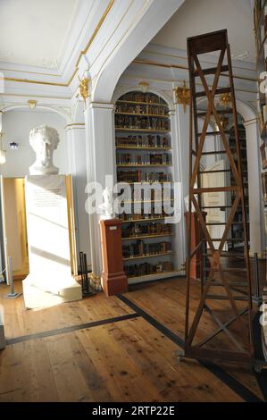 Funktion/Symbol: Herzogin-Anna-Amalia-Bibliothek 09/23 thg der Rokokosaal der Bibliothek der deutschen Klassik in Weimar im September 2023 Deutschland deutsch deutsche Stadt Kultur Buch Bücher Literatur Sammlung Archiv Museum nationale Forschungs- und Gedenkstätten der klassischen deutschen Literatur in Weimar Goethe-Nationalmuseum Goethe- und Schiller-Archiv Weimarer historischer Ausstellungsraum Regal Bücherregal Regale Bücherregale Gemälde Bilder Kunst Büsten Statue Wandverzierungen Wandschmuck antikes Geländer antik Anna Amalia Herzogin Rokoko Saal Antiquitäten deutschland deutsche Bibliothek hoch Stockfoto