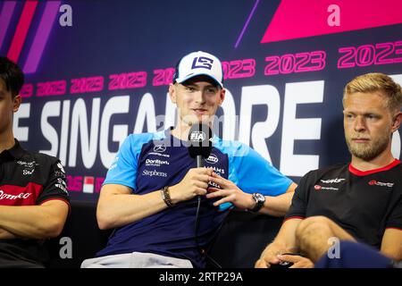 Singapur, Singapur. September 2023. SARGEANT Logan (usa), Williams Racing FW45, Portrait während des Formel 1 Singapore Airlines Grand Prix 2023, 15. Runde der Formel-1-Weltmeisterschaft 2023 vom 15. Bis 17. September 2023 auf dem Marina Bay Street Circuit in Singapur - Foto Florent Gooden/DPPI Credit: DPPI Media/Alamy Live News Credit: DPPI Media/Alamy Live News Stockfoto