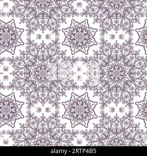 Mandala Spirit ornamentales violettes nahtloses Muster, Vektorhintergrund Stock Vektor