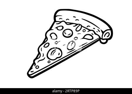 Eine Scheibe Pizza-Lover-Tintenskizze. Gravurstil Vektorillustration. Kunst für Druck, Design, Banner. Stock Vektor