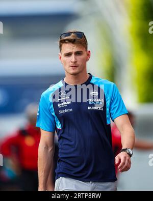 Singapur, Singapur. September 2023. SARGEANT Logan (usa), Williams Racing FW45, Portrait während des Formel 1 Singapore Airlines Grand Prix 2023, 15. Runde der Formel-1-Weltmeisterschaft 2023 vom 15. Bis 17. September 2023 auf dem Marina Bay Street Circuit in Singapur - Foto Florent Gooden/DPPI Credit: DPPI Media/Alamy Live News Credit: DPPI Media/Alamy Live News Stockfoto