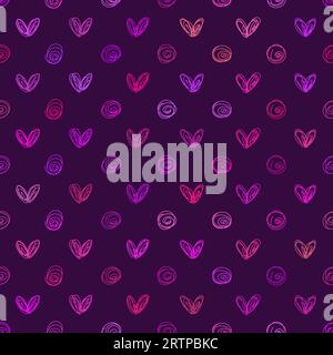 Abstrakter Hintergrund nahtlos von Hand gezeichnetes Herz und Polka-Punkt Stock Vektor