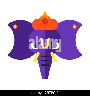 Flaches Vektorsymbol des lilafarbenen indischen Elefanten Stock Vektor