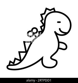 Einfache Umrisse des Uhrwerks des Dinosaurier-Spielzeugvektorsymbols Stock Vektor